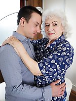 Horny toy boy playing around with a hairy granny