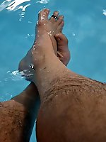 Relaxing at the poolside.